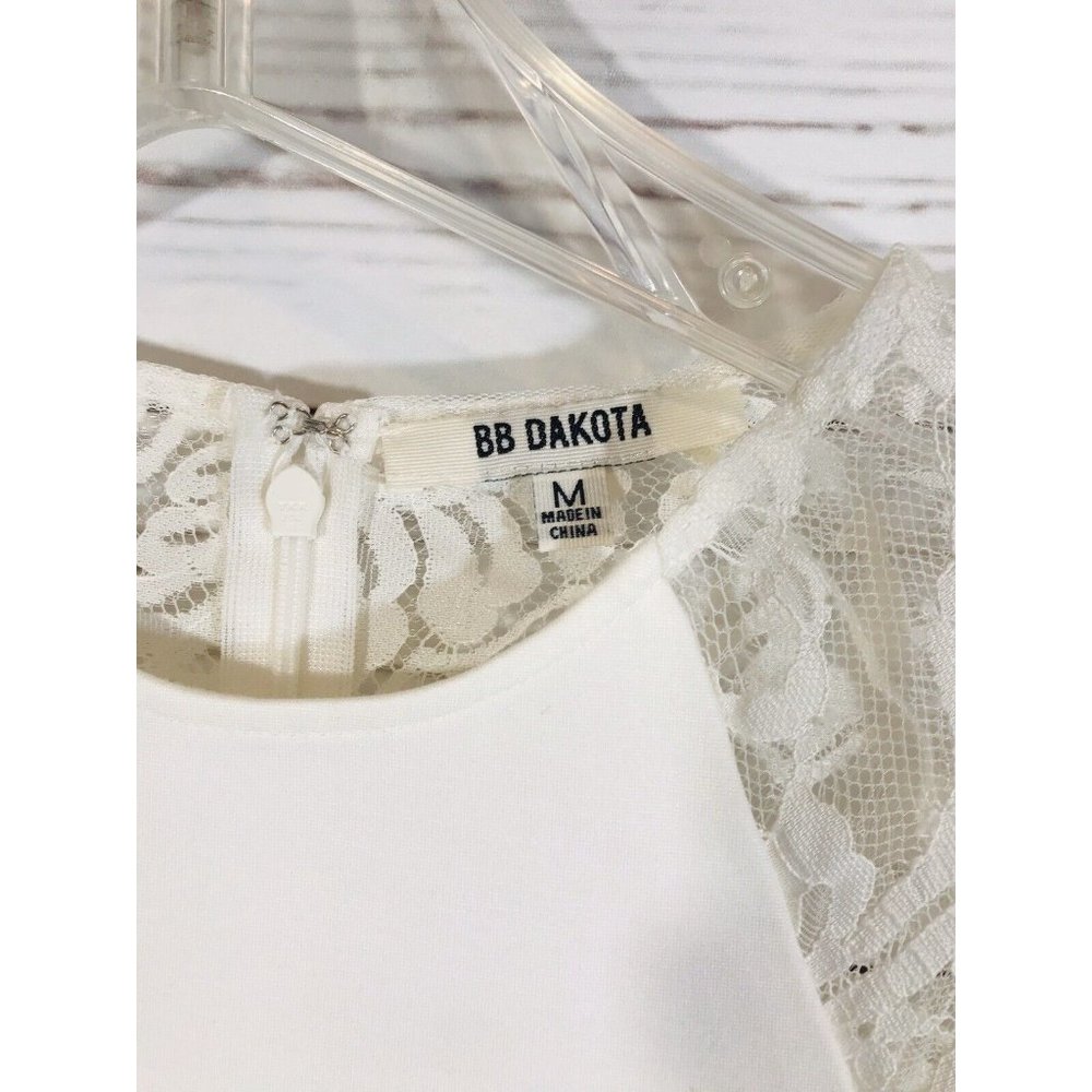 BB Dakota Dress Womens Sz Medium White Off-White Lace Wedding Short New NYE - Picture 6 of 11